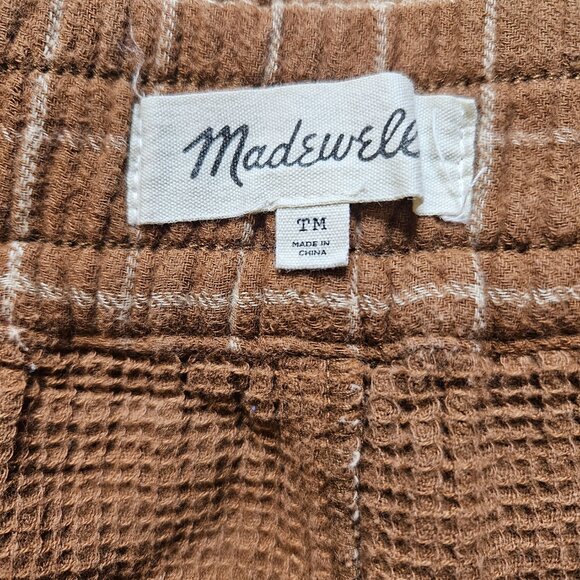 Madewell Waffleback Pull-On High-Rise Women Tapered Pants Windowpane Medium Tall - Picture 5 of 12